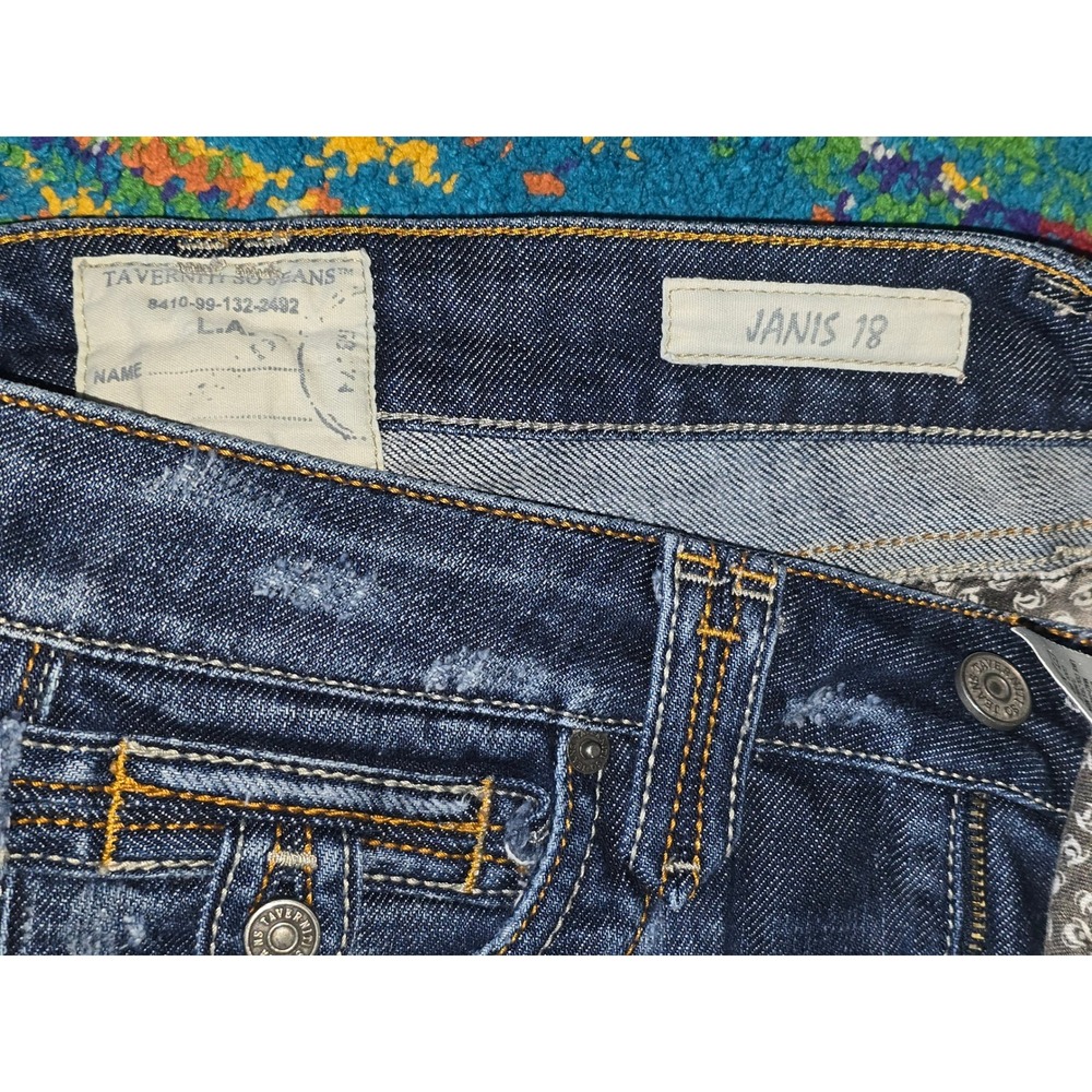 Y2k Taverniti So Jeans Janis 18 Bootcut Dark Wash Distressed Denim Womens 26 - Picture 7 of 9